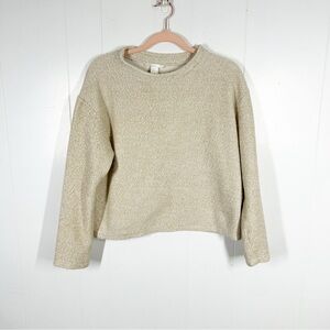 H&M Tan Cream Roll Neck Quiet Luxury Minimalist Neutral Cropped Sweater Medium